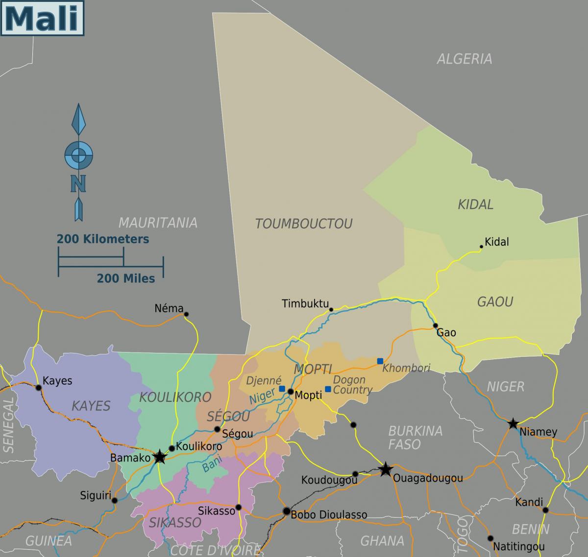 Kartta Mali alueilla