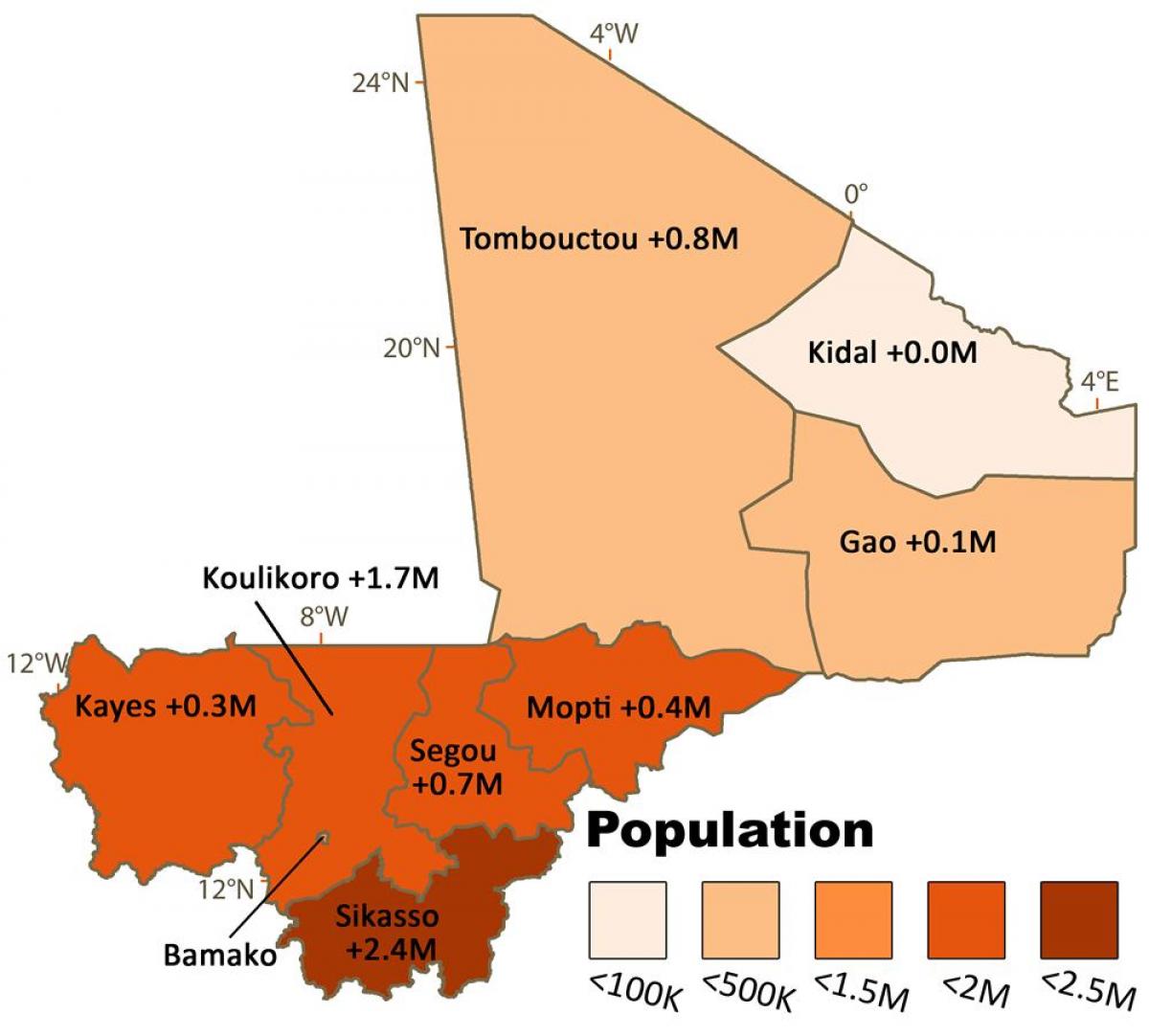 Kartta Malin väestöstä